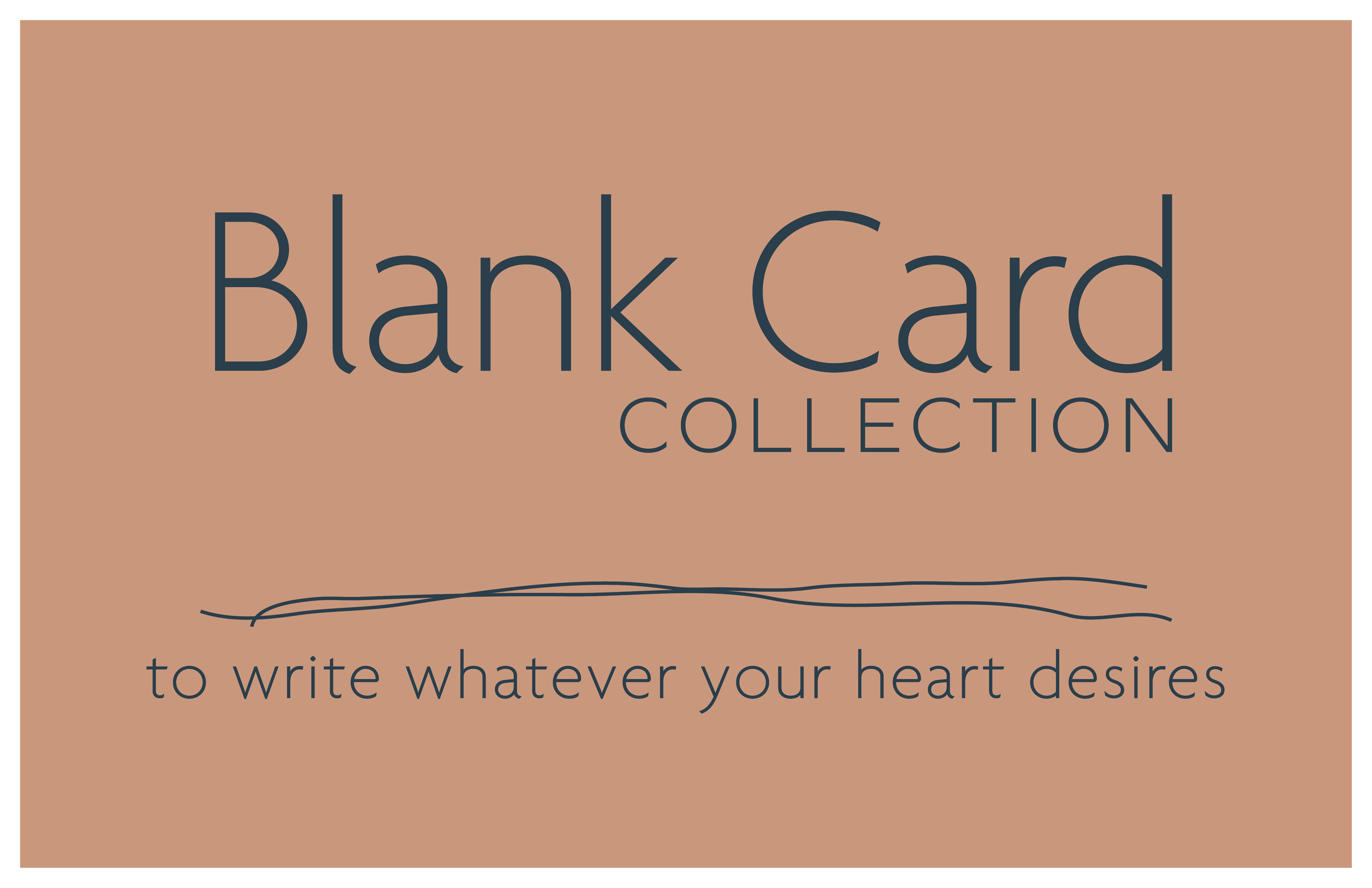light coral background with text that says"Blank card collection - to write whatever your heart desires."