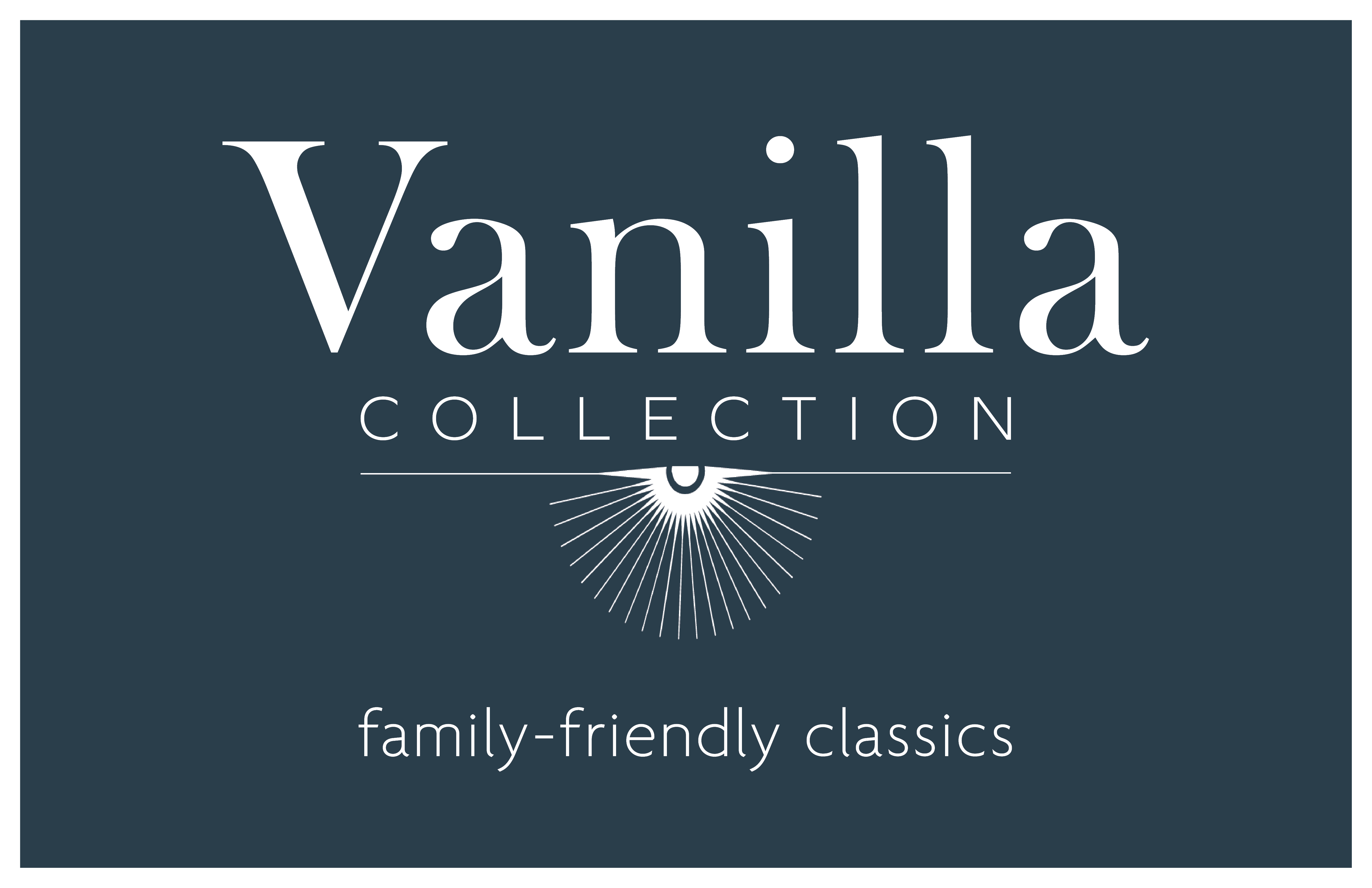 dark blue background with white text that says Vanilla Collection: family-friendly classics
