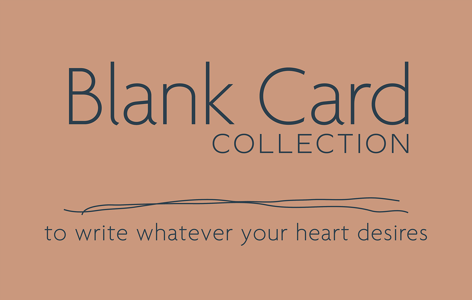 light coral background with text that says"Blank card collection - to write whatever your heart desires."