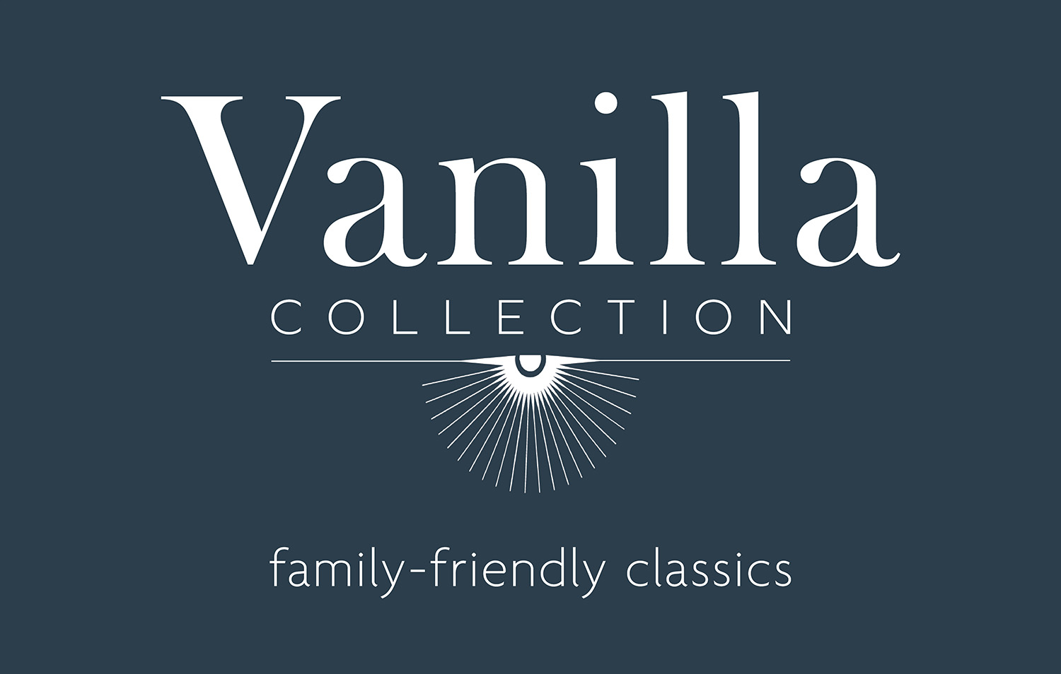 dark blue background with white text that says Vanilla Collection: family-friendly classics